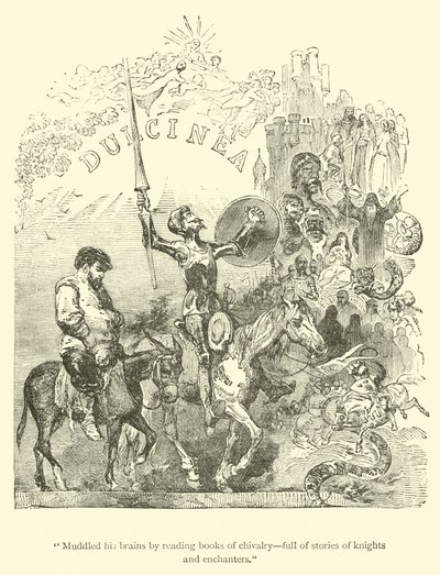 Confuso leggendo libri di cavalleria, pieni di storie di cavalieri e incantatori da John Gilbert